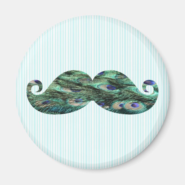 Funny  Colourful Peacock Feathers Moustache Magnet (Front)