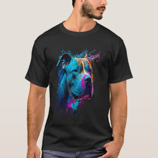 Funny Colourful Pit bull Terrier Dog Dad Mum Boy T-Shirt