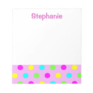 Funny Colourful Polka Dots Kids Name Notepad