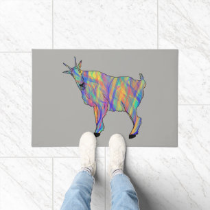Funny Colourful Quirky Goat Funky Cute Animal Art Doormat