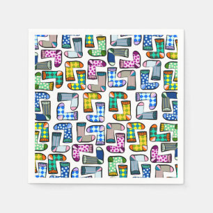 Funny colourful sock pattern napkin