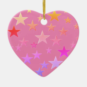 Funny, colourful stars ceramic tree decoration