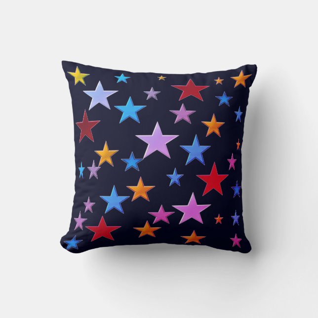 Funny, colourful stars cushion (Front)