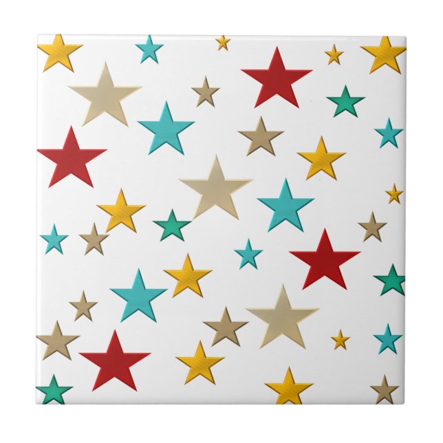 Funny, colourful stars tile (Front)