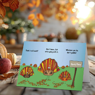 Funny, Colourful, Thanksgiving Turkey Cartoon Thank You Card