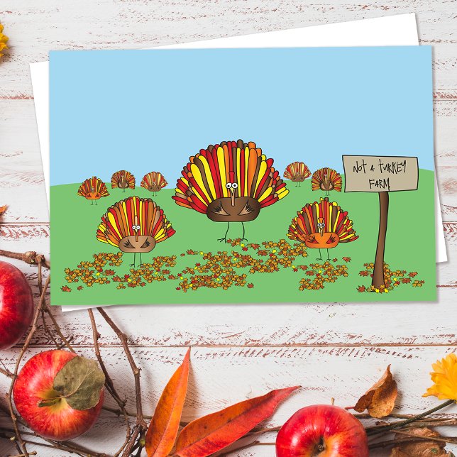 Funny, Colourful, Thanksgiving Turkey Cartoon Thank You Card (Hey, check out this funny cartoon Thanksgiving and holiday greeting card!)