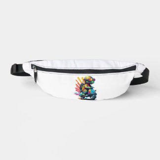 Funny Colourful Turtle On A Scooter Bum Bags