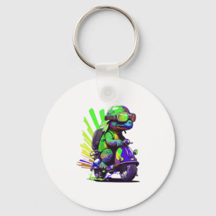 Funny Colourful Turtle On A Scooter Copy Key Ring