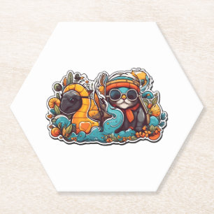 Funny Colourful Turtle On A Scooter Paper Coaster
