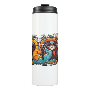 Funny Colourful Turtle On A Scooter Thermal Tumbler