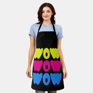 Funny colourful WOW Saying Simple Pink Blue yellow Apron