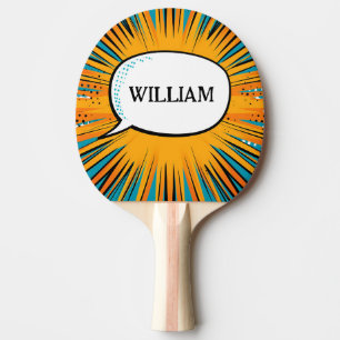 Funny comic book cool personalised name trendy ping pong paddle
