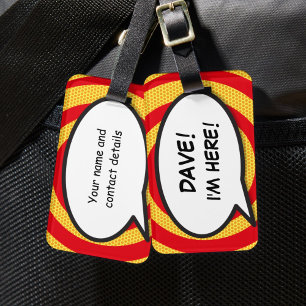 Funny Comic Book I'M HERE Personalised Luggage Tag