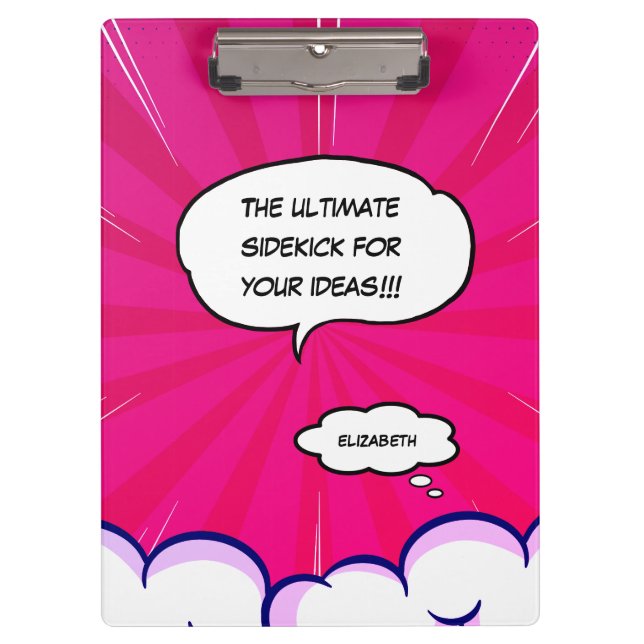 Funny comic book personalised message photo  clipboard (Front)