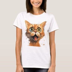 Funny Comic Caricature Cat T-Shirt