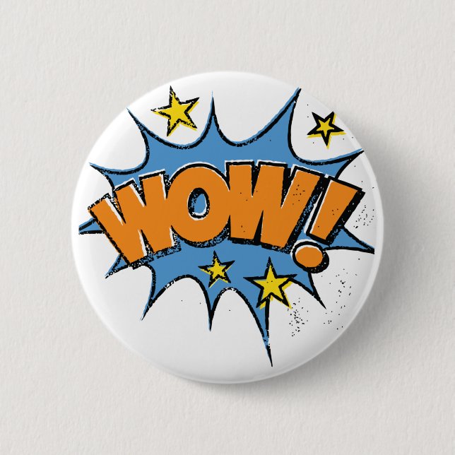 Funny Comic Cartoon Explosion with Nice WoW Text 6 Cm Round Badge (Front)