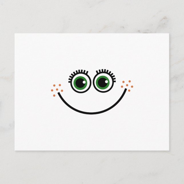 Funny Comic Cartoon Expressive Happy Freckle Face Postcard (Front)