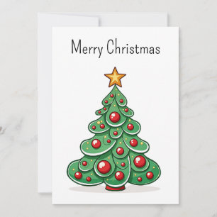Funny Comic Cool Minimalist Modern Christmas Tree Holiday Card