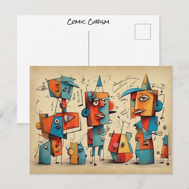 Funny Comic Cubism Vintage Scribbled Wonder Artist Postcard (Front/Back)
