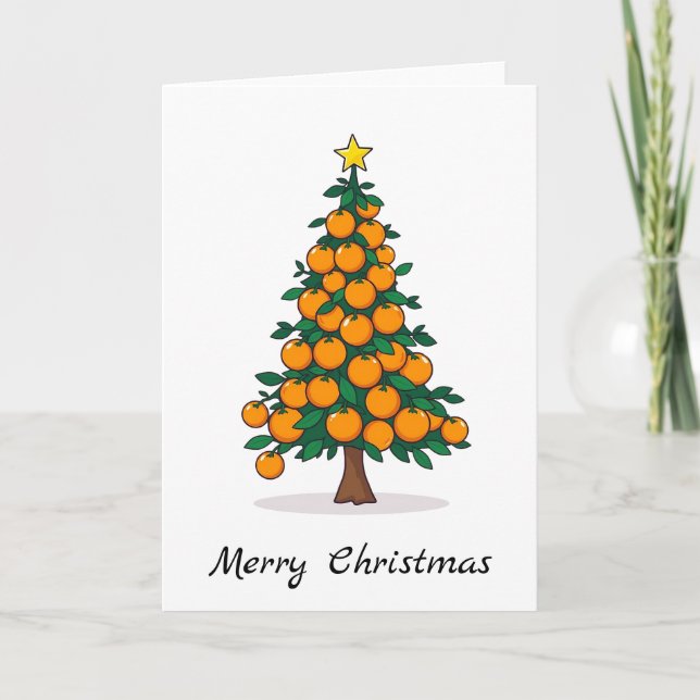 Funny Comic Minimalist Modern Christmas Tree  Card (Front)