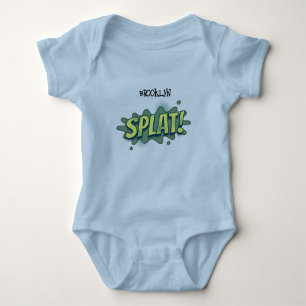 Funny comic pop art splat typography baby bodysuit
