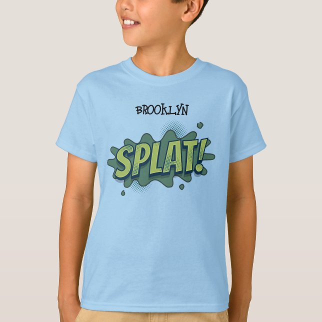 Funny comic pop art splat typography  T-Shirt (Front)