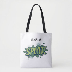 Funny comic pop art splat typography  tote bag