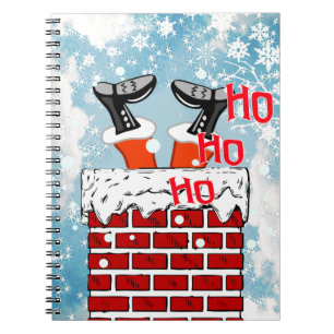 Funny comic Santa claus stuck in chimney Notebook