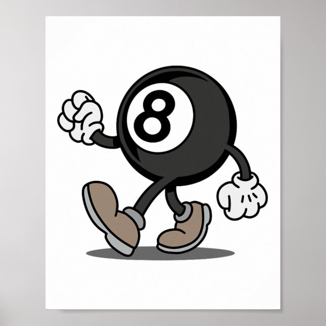 Funny Comic Snooker Billiard Player 8-ll  Poster (Front)