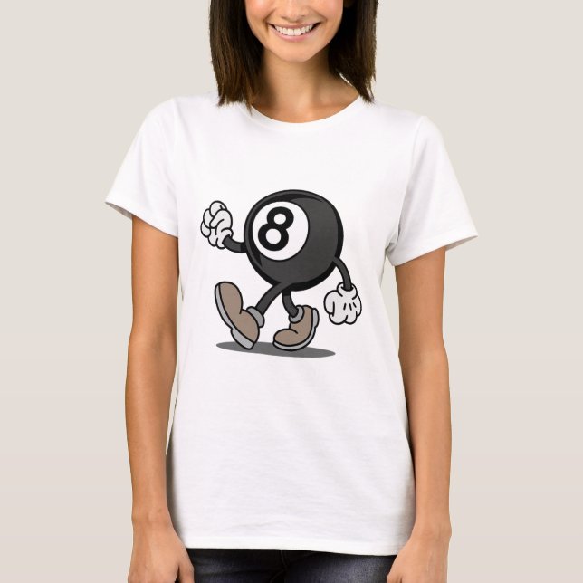 Funny Comic Snooker Billiard Player 8-ll  T-Shirt (Front)