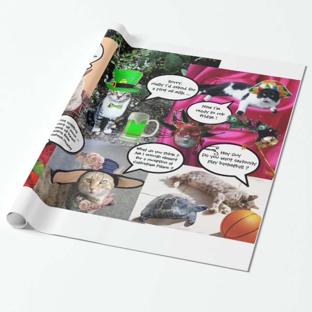 FUNNY COMIC STRIPS FROM WEIRD TALKING CATS WRAPPING PAPER (Unrolled)