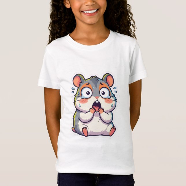Funny Comically Panicked Shocked Hamster Meme Kids T-Shirt (Front)