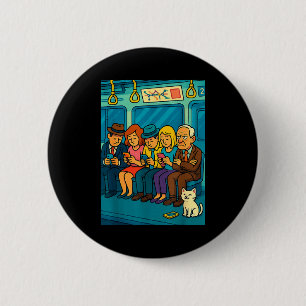 Funny Commuter Train Digital Detox Tech Satire Gif 6 Cm Round Badge