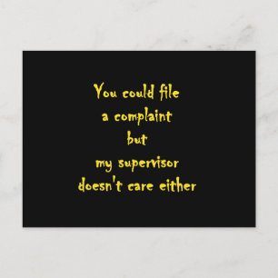 Funny Complaint Department Apathy Holiday Postcard