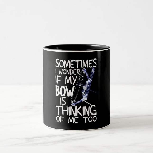 Funny Compound Bow Archery Hunter Hunting Gift Two-Tone Coffee Mug (Center)