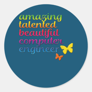 Funny Computer Engineer   Cute Girl Engineering Classic Round Sticker