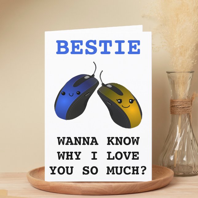 Funny Computer Mouse Best Friend Happy Birthday Thank You Card (Funny Computer Mouse Click Best Friend Happy Birthday Thank You Card)