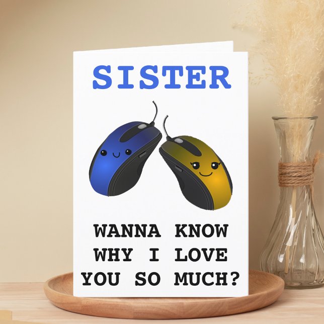 Funny Computer Mouse Click Sister Happy Birthday Thank You Card (Funny Computer Mouse Click Sister Happy Birthday Thank You Card)