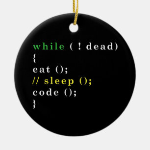 Funny Computer Science Programmer Eat Sleep Code Ceramic Tree Decoration