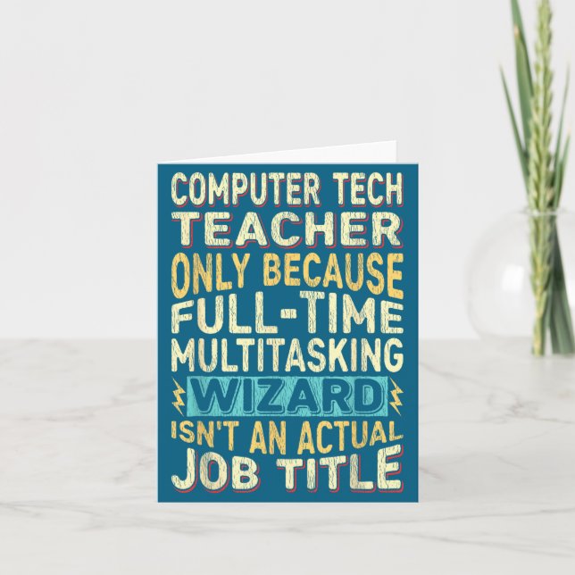 Funny Computer Tech Teacher Multitasking Wizard Qu Card (Front)