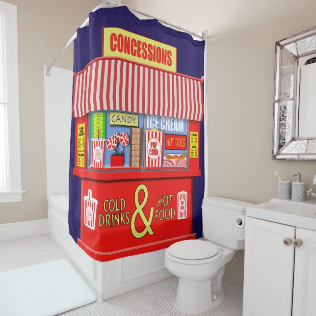 Funny Concessions Stand Food And Drinks Shower Curtain (In Situ)