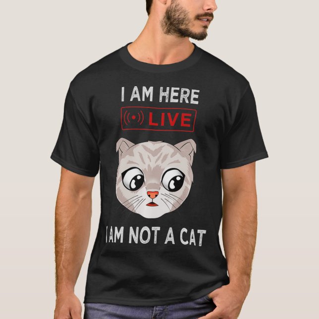Funny Conference call I am not a Cat Meme  T-Shirt (Front)