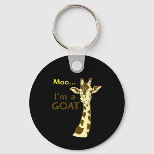 Funny Confusing Giraffe Moo I am A Goat Key Ring