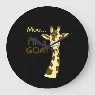 Funny Confusing Giraffe Moo I am A Goat Large Clock