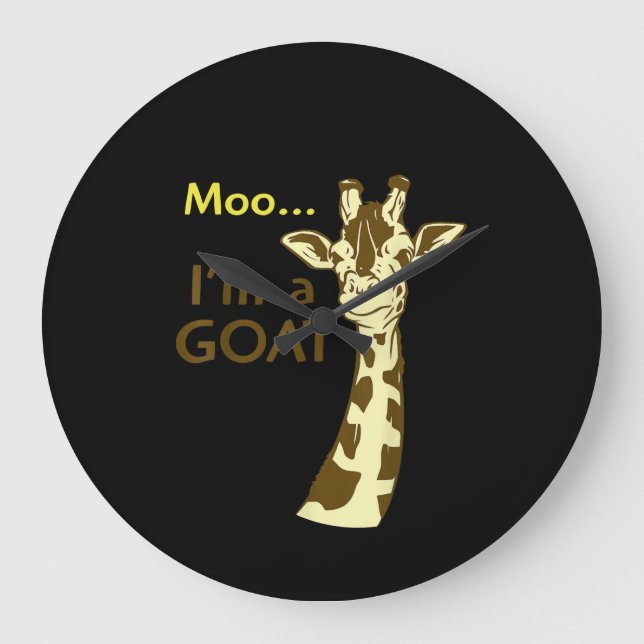Funny Confusing Giraffe Moo I am A Goat Large Clock (Front)