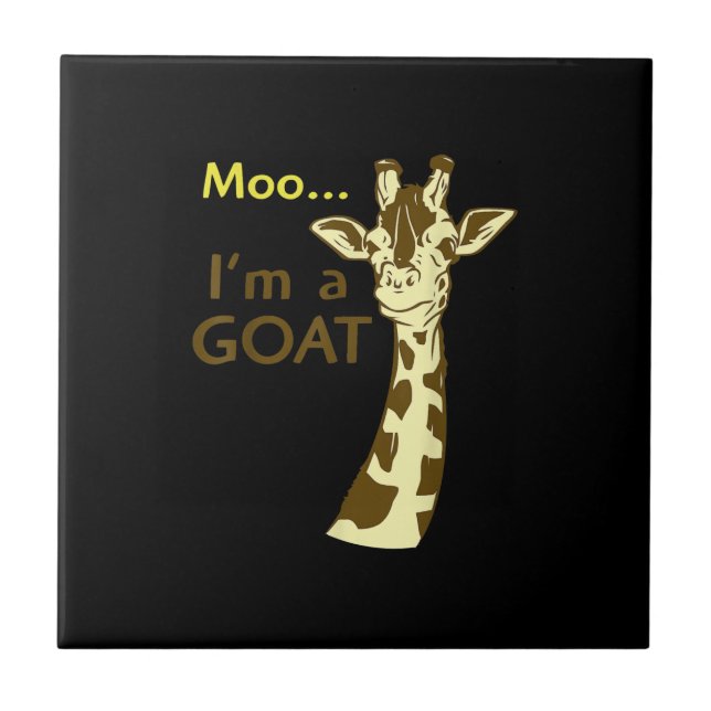 Funny Confusing Giraffe Moo I am A Goat Tile (Front)