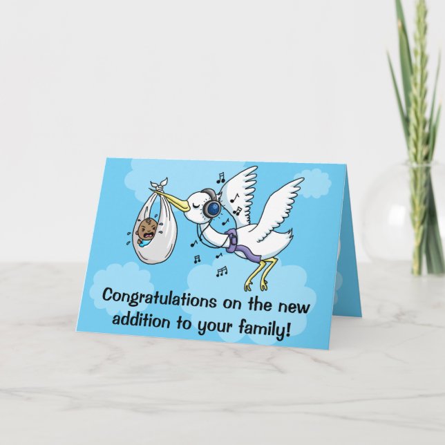 Funny congratulations new baby Stork Card (Front)