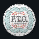 Funny Congratulations Promoted to Pretend Time Off Dartboard<br><div class="desc">Retro Bistro Style Inspired Aesthetic PTO (Pretend Time OFF!) LOL! Typography Funny Sick Trendy Congratulations! You have been promoted to Pretend Time Off! For Salary Employees that don't get paid by the hour and work on their days off. Funny Vacation Work Time Workaholic Quotes Jokes and Humour. Introducing our "PTO"...</div>