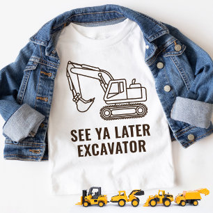 Funny Construction Truck Excavator Boy Birthday Toddler T-Shirt