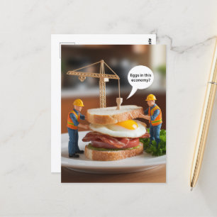 Funny Construction Workers Making a Sandwich Postcard